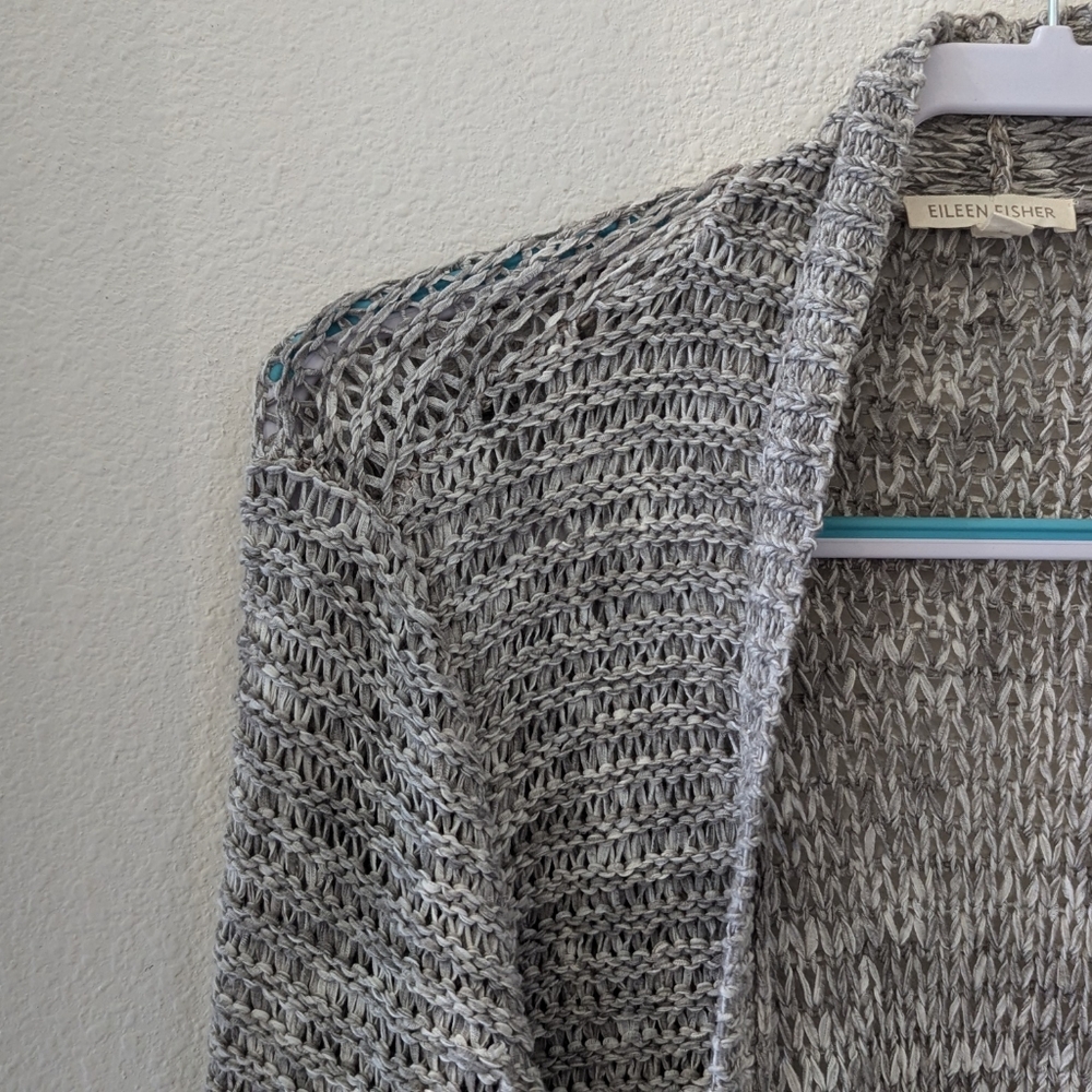 Eileen Fisher Gray Knit Cardigan *Italian Yarn* - Picture 2 of 3